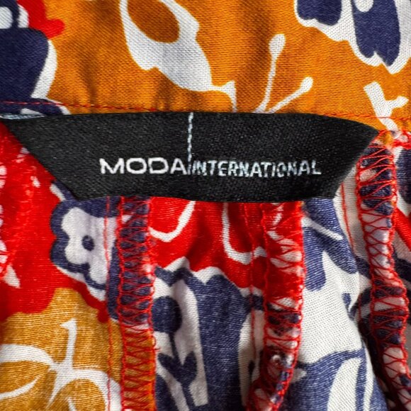 Vtg Moda International Skirt Women M Floral A Line Cotton Preppy Artsy Lagenlook - Picture 4 of 8